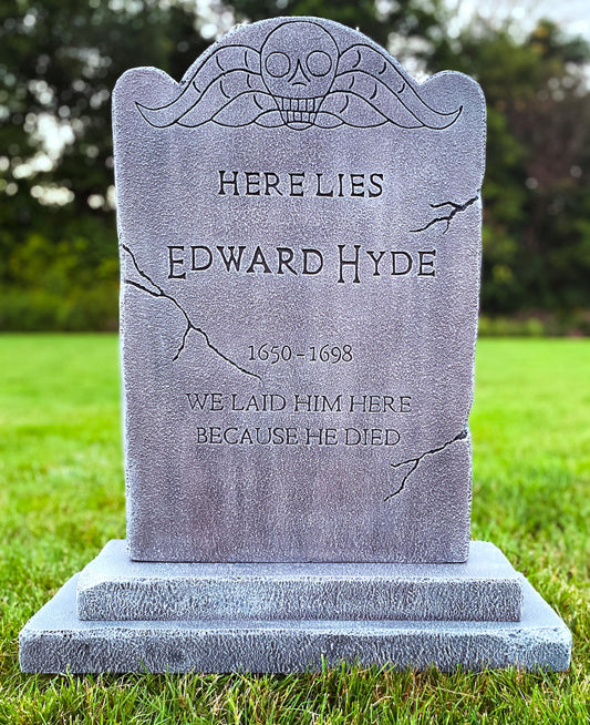 Edward Hyde Handmade Custom Halloween Tombstone - Gravestone Halloween Decor Yard Art