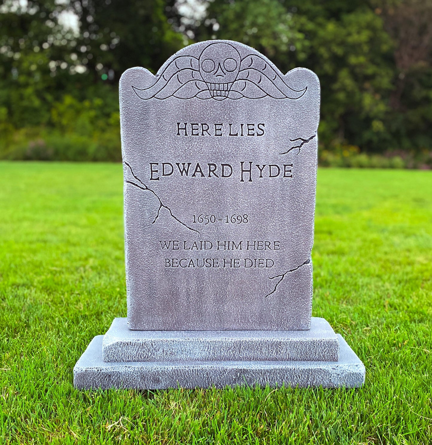 Edward Hyde Handmade Custom Halloween Tombstone - Gravestone Halloween Decor Yard Art