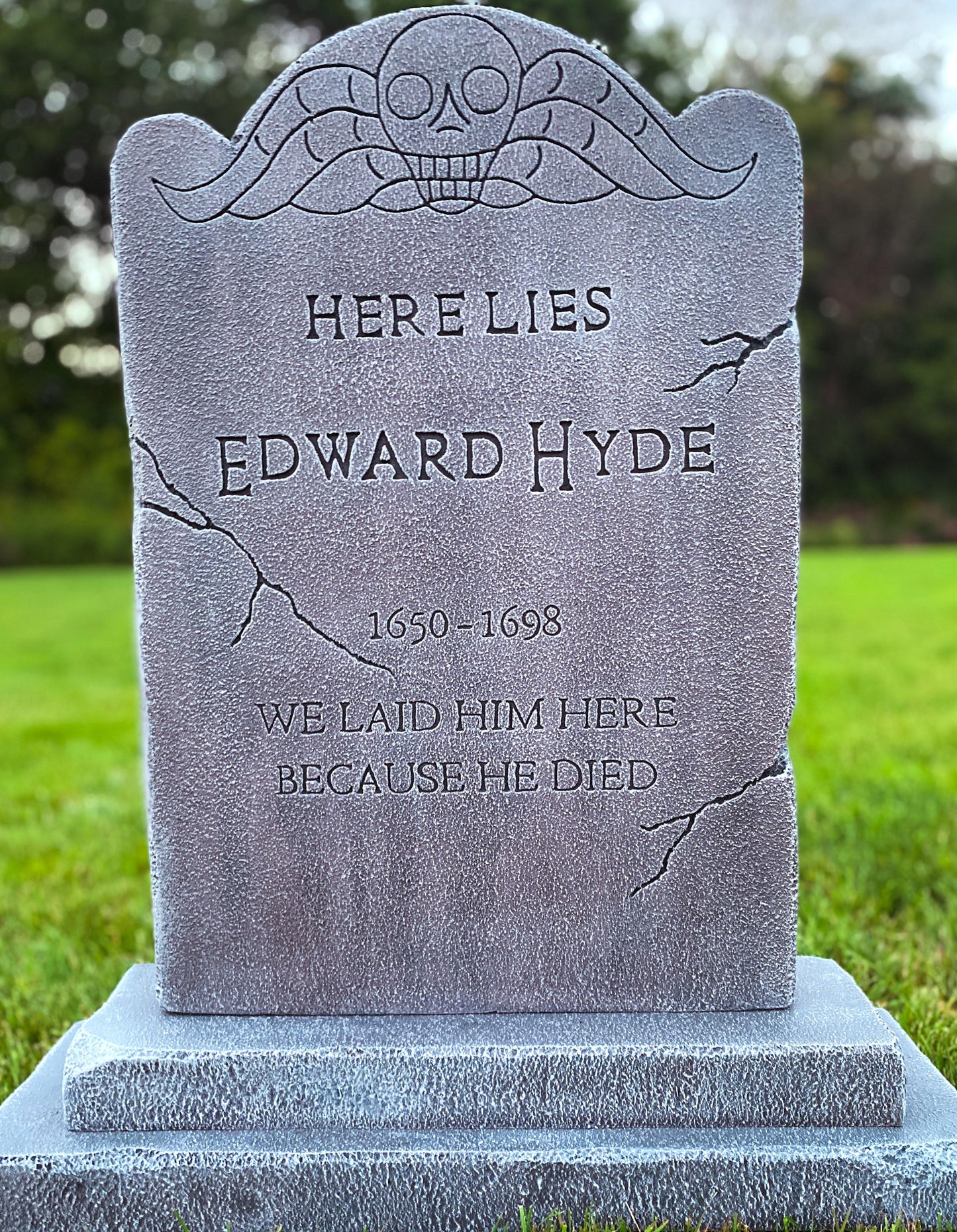 Edward Hyde Handmade Custom Halloween Tombstone - Gravestone Halloween Decor Yard Art
