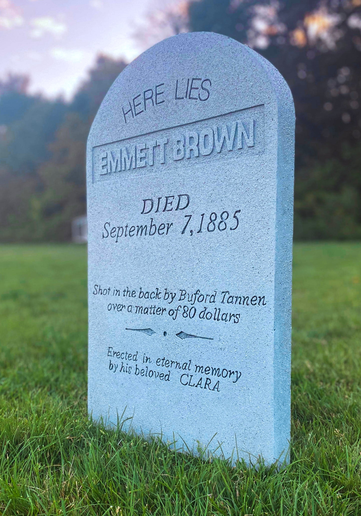 Emmett Brown "Doc" Back to the Future Handmade Custom Halloween Tombstone - Gravestone Halloween Decor Yard Art