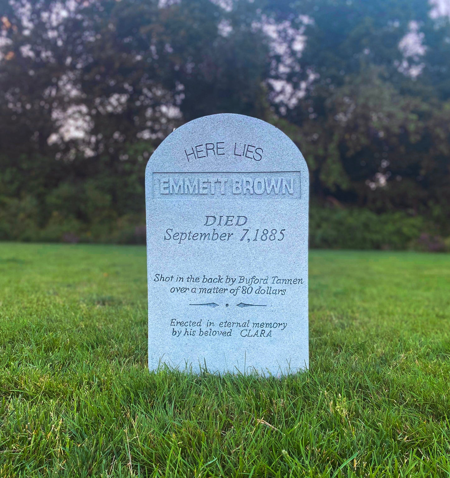 Emmett Brown "Doc" Back to the Future Handmade Custom Halloween Tombstone - Gravestone Halloween Decor Yard Art