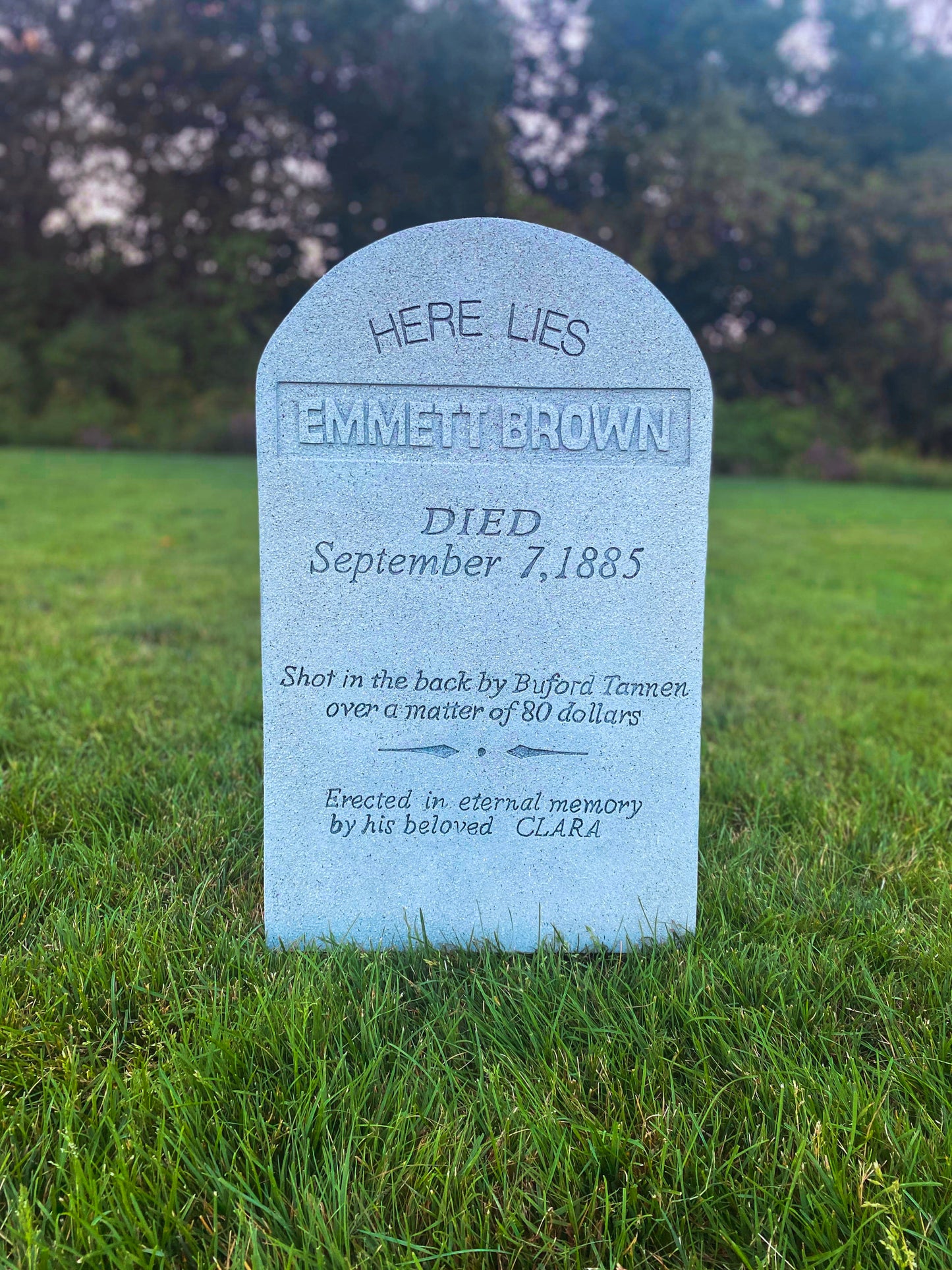 Emmett Brown "Doc" Back to the Future Handmade Custom Halloween Tombstone - Gravestone Halloween Decor Yard Art