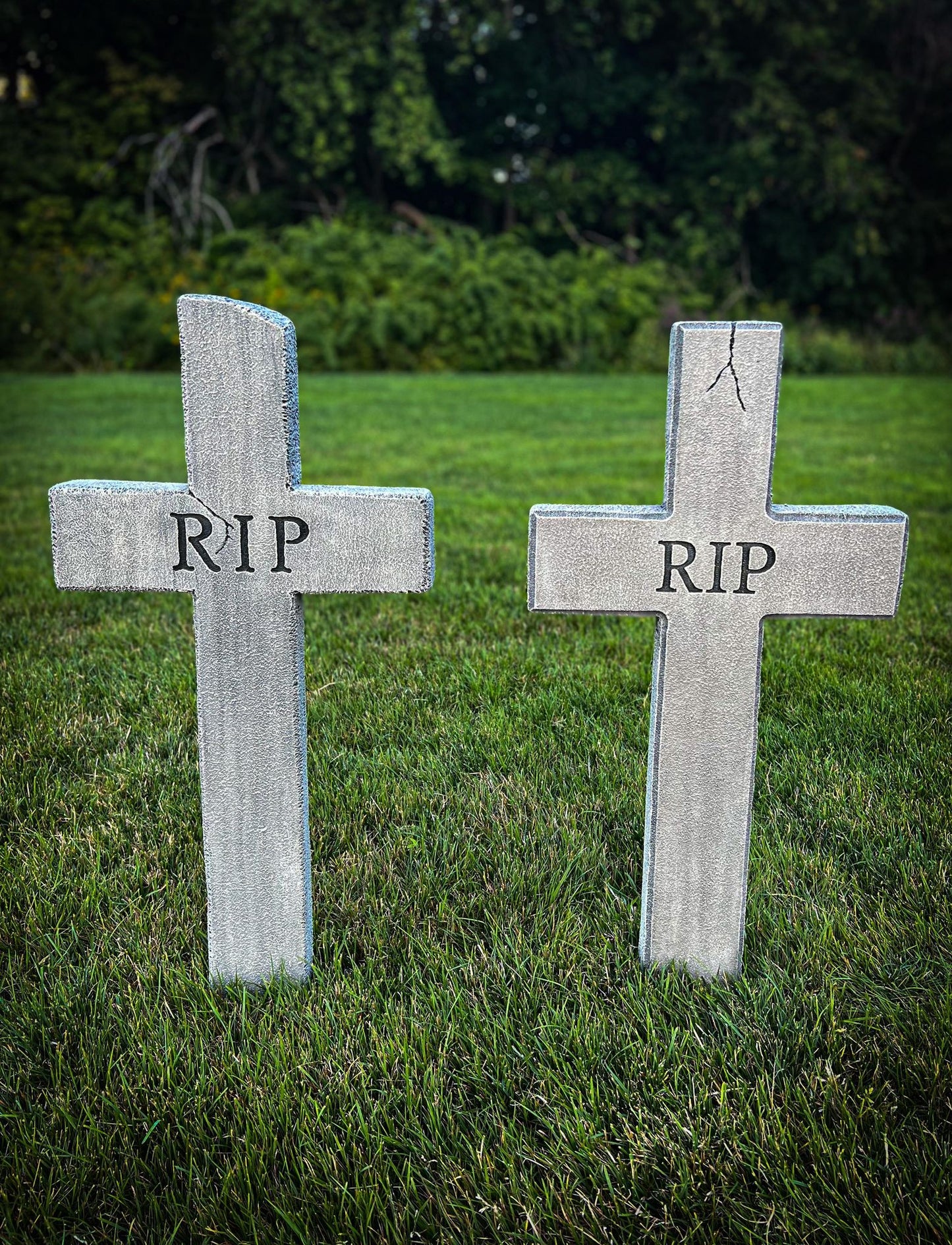 RIP Decorative Cove Edge Cross Handmade Custom Halloween Tombstone - Gravestone Halloween Decor Yard Art