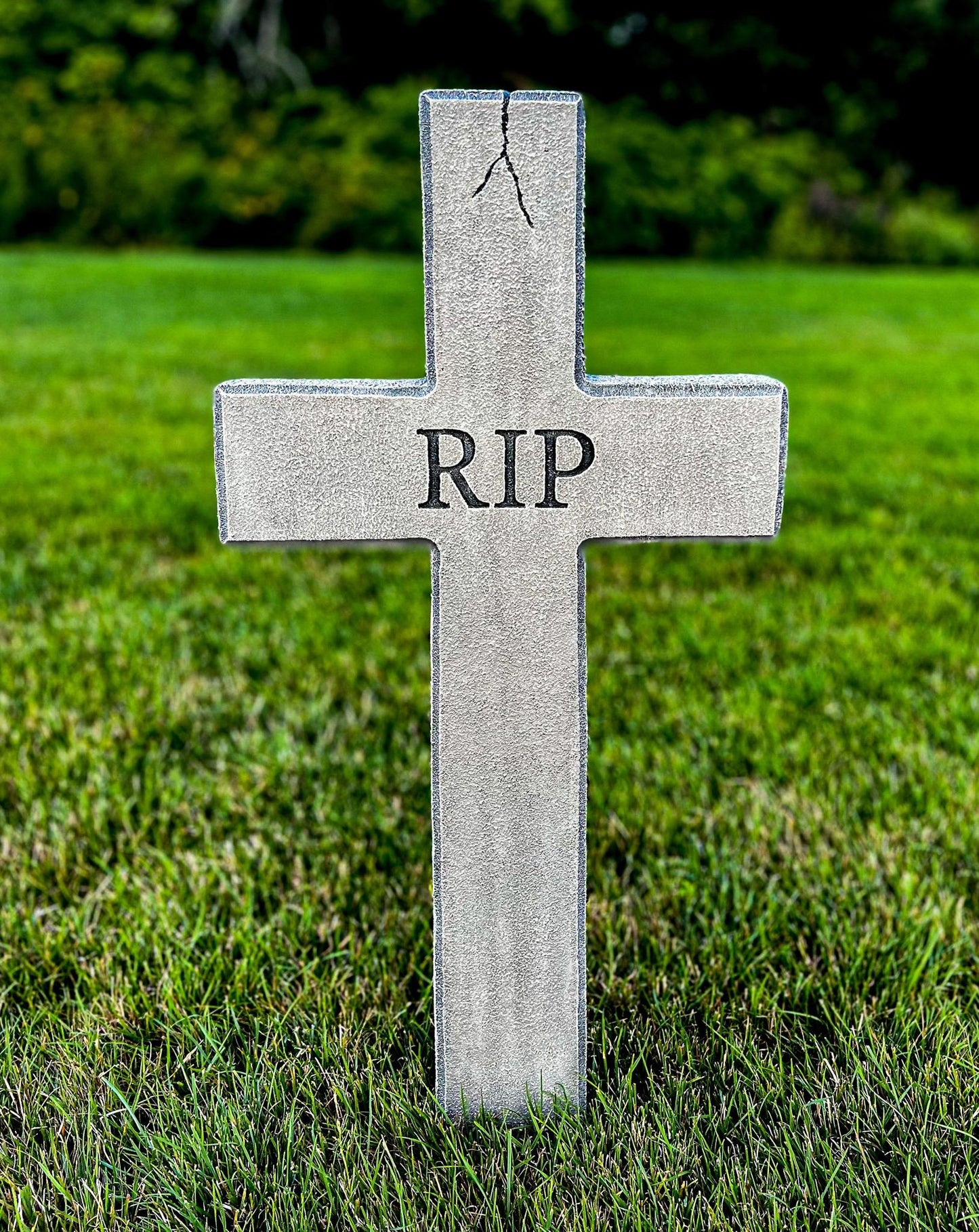 RIP Decorative Cove Edge Cross Handmade Custom Halloween Tombstone - Gravestone Halloween Decor Yard Art