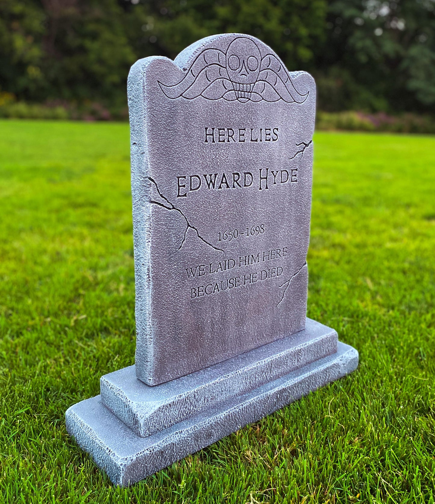 Edward Hyde Handmade Custom Halloween Tombstone - Gravestone Halloween Decor Yard Art