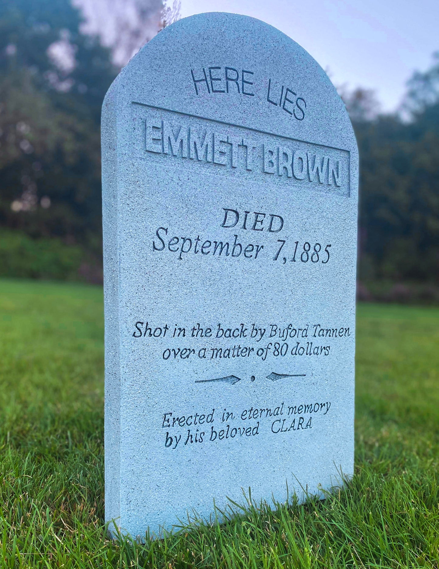 Emmett Brown "Doc" Back to the Future Handmade Custom Halloween Tombstone - Gravestone Halloween Decor Yard Art